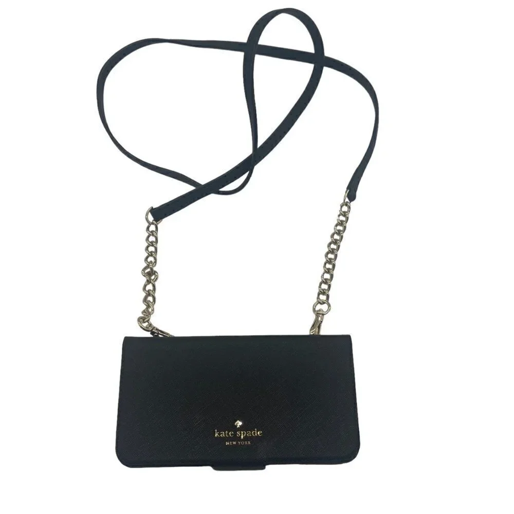 Kate Spade Saffiano Leather iPhone X Crossbody Wallet – Black